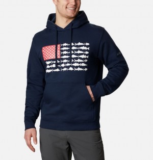 Columbia PFG Fish Flag Men Hoodies | UWGCLE-614