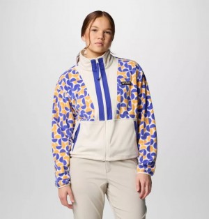 White / Blue Columbia Backbowl™ II Printed Full Zip Fleece Women Jackets | SVFBHM-637