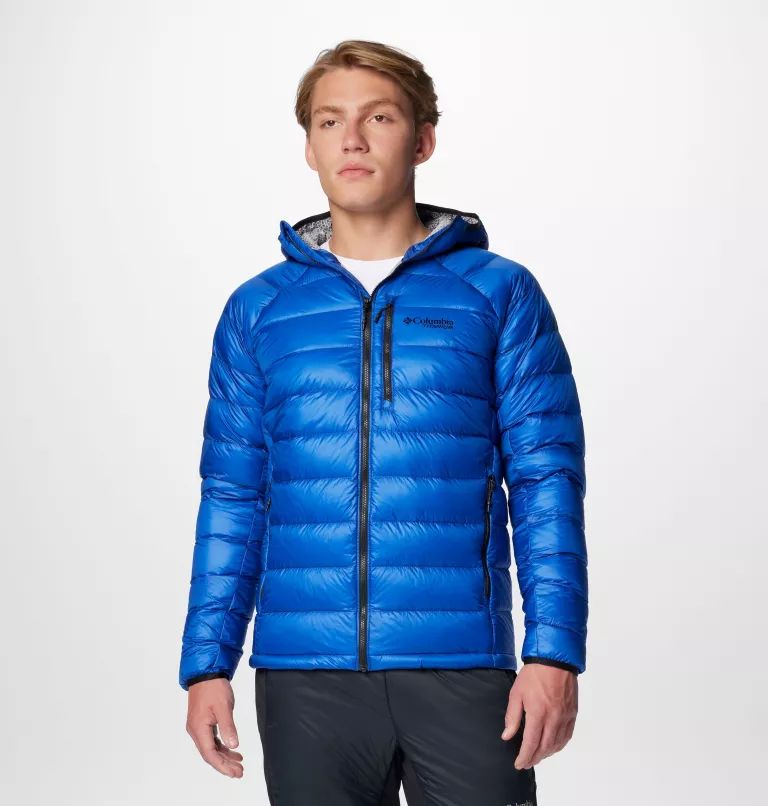 Blue Columbia Arctic Crest™ Down Hooded Men Jackets | RWJUVO-289