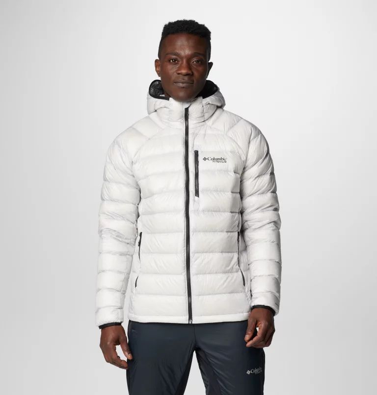 White Columbia Arctic Crest™ Down Hooded Men Jackets | NLPZES-259